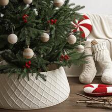 Collier tricoté de sapin de Noël à fleurs torsadées avec bordure de strass couleur crème, pour arbres artificiels. Jupe d'arbre de style ferme et campagnard pour décoration de Noël à la maison. Décorations de Noël, décoration de pièce, décorations de Noël d'hiver, cadeaux de Noël, décoration de Noël - Motif en croix - Voir 4