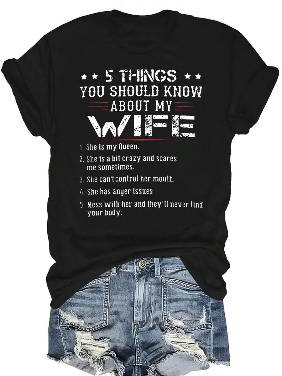 Camiseta con patrones interesantes para mujer y unisex, de verano, casual, transpirable, con cuello redondo, manga corta, estilo urbano y versátil, adecuada para adolescentes y adultos - Negro - Ver 1