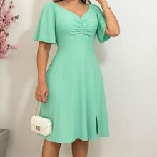 Elegance Flare Sleeve Romantic Dress - 淺綠色 - 查看 3