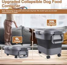 TIOVERY Dog Food Storage Container,10-20 Lbs Airtight Collapsible Cat Food Storage Container With Attachable Wheels, Portable Handle, Dog Food Scoop For Dog Cat Bird Pet Dry Food Storage Bin - Gói MediumGrey2 - Xem 2