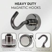 Neosmuk Magnetic Hooks,30lb Heavy Duty Earth Magnets With Hook For Refrigerator, Extra Strong Cruise Hook For Hanging, Magnetic Hanger For Cabins, Grill (Gunblack, Pack Of 4) - MàuE - Xem 7