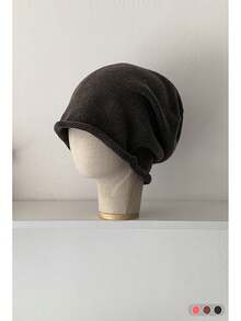 Bow Drawstring Design Knitted Beanie Hat, Warm Ear Protection, Autumn/Winter, Streetwear Chic Style, Handmade Knitted Pumpkin Hat, Thermal Lined For Warmth