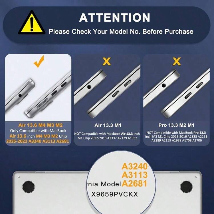 MOSISO Compatible With MacBook Air 13 Inch Case 20252022 M4 A3240 M3 A3113 M2 A2681 Soft TPU Frame Bumper AntiCracking Hard ShellandKeyboard Cover For MacBook Air 13.6 Inch Case Black