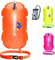 TAGNEFLOR Boya de Natación Aguas Abiertas - Flotador de Natación Salvaje,Flotador de Remolque Ligero con Bolsillo Impermeable para Teléfono |  Visibilidad Alta | Adultos/Niños - Naranja - Ver 12