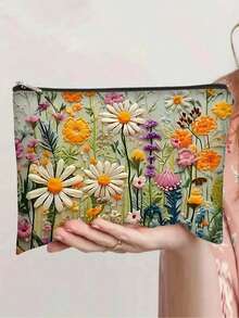 Vintage Floral Makeup Bag -Stylish Zippered Cosmetics Organizer, Lightweight Multifunctional Toiletry Pouch, Portable Makeup Bag, Perfect Gift For Mom, Sisters, Girls, And Nieces,For Holiday Beach, Bathroom Collection, Bedroom Collection, Large Capacity,Christmas,Christmas Decorations,Makeup Bag,Travel Essential - Multicolor - View 9