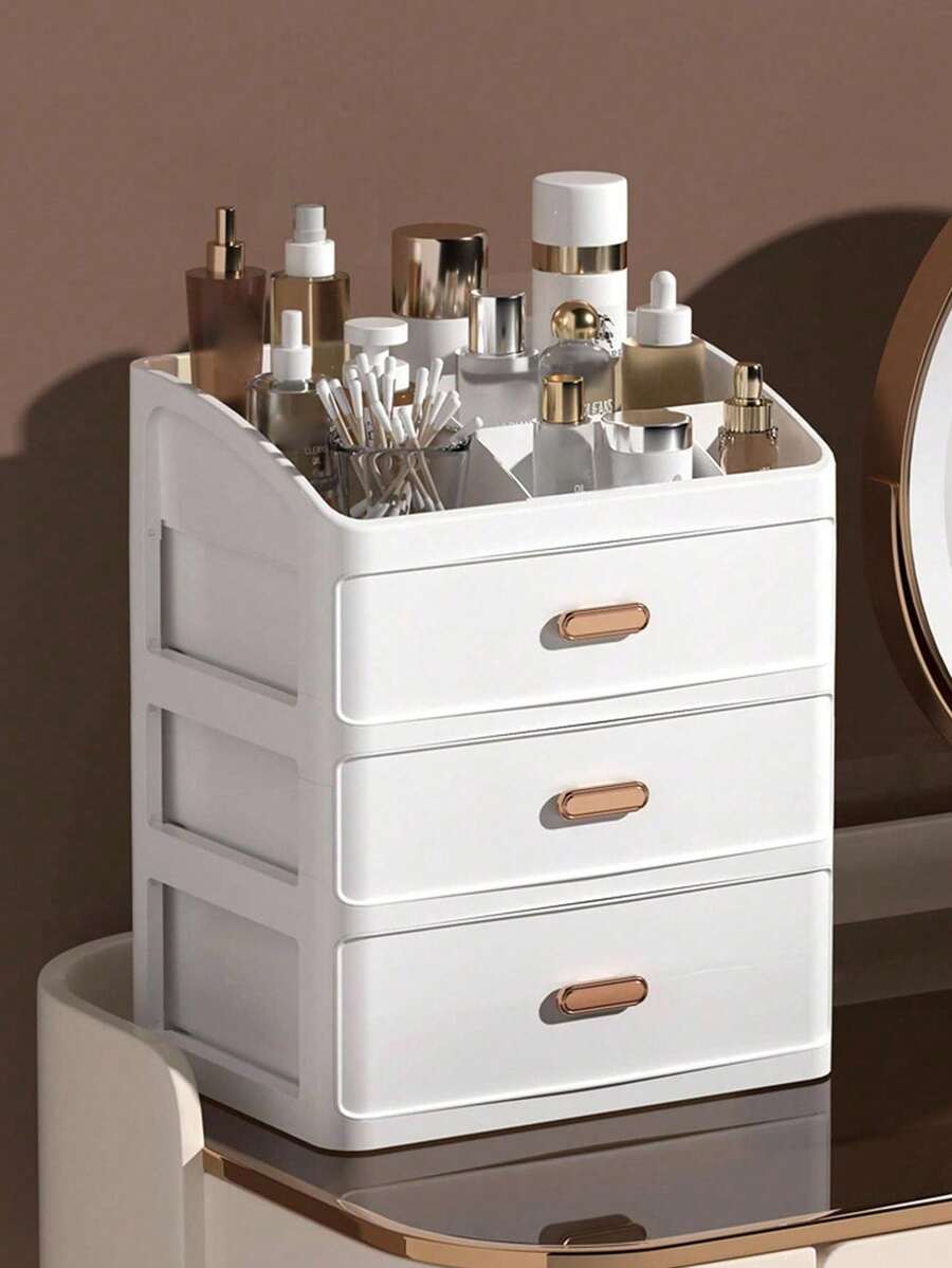 1 Stück Make-up Organizer Box, Schreibtisch Aufbewahrungsregal, staubdichte Schubladenart für Lippenstifte, Hautpflege, Make-up Pinsel, Kämme, Badezimmer Toilettenartikel Aufbewahrungskorb, Wohnzimmer Teetisch Fernbedienung Zahnstocher Box, Schlafzimmer Nachttisch Fernbedienung Ladegerät Handyhülle Aufbewahrungsregal, platzsparender Kosmetik Aufbewahrung & Organizer