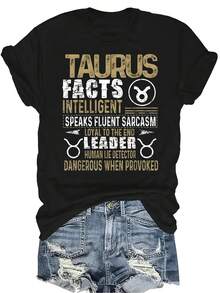 Camiseta Taurus para mujer y unisex, de verano, casual, transpirable, con cuello redondo, manga corta, estilo urbano y versátil, adecuada para adolescentes y adultos - Negro - Ver 1