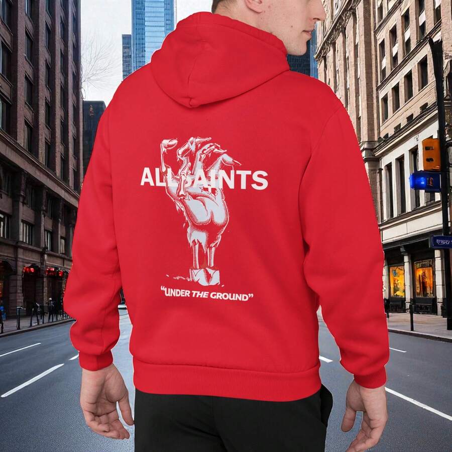 Sudadera Hoodie All Saints Under the Ground Unisex con Capucha - Rojo - Ver 1