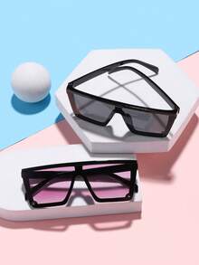 2 件男孩女孩 9-14 岁亚克力一体式街头方框太阳镜，秋季简约高品质眼镜，适合 Y2K 配饰、日常服装装饰和户外徒步运动 - 彩色 - 查看 6