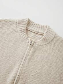 POUR LA BEAUTÉ Nouveau cardigan tricoté à col rond et fermeture éclair de couleur unie pour le printemps et l'automne, doux, élégant et décontracté à la coréenne, ample et polyvalent pour les sorties et les déplacements, nouveau vêtement pour femme au printemps, Nouvel An - Nude - Voir 7
