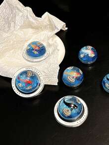 1pc Magnetic Sliding Phone Stand, Carp Shell Faux Pearl Starfish Spherical Desktop Phone Holder Compatible With IPhone, Android Phone, Gift For Birthday, Family, Friends Push-Pull Phone Grip Phone Accessories