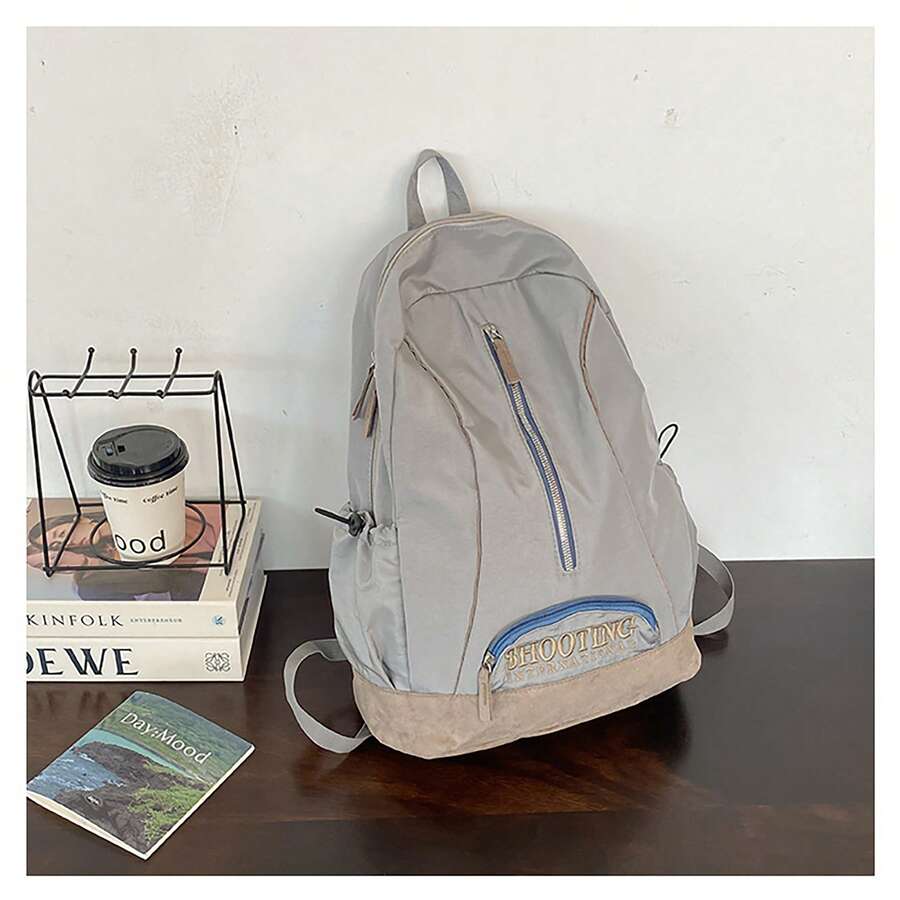 1pc-Fashion Backpack Women's Zipper Backpacks For Women Letter Embroidery S Fashion Bags For Women Large Capacity Backpack, Outdoor Backpack Ultralight School Bag Travel Backpack Women Travel Essential Travel Bag Lightweight Large Capacity College School Bag Mountaineering Backpack Multifunctional Backpack