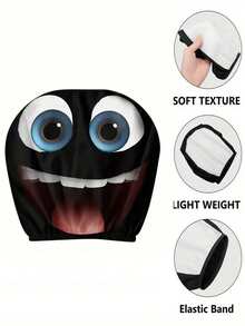1/2 piezas Funda para reposacabezas de coche con estampado de ojos grandes y sonrisa de estilo hip-hop y divertido, cubierta de asiento fresca y personalizada [Estampado de cara sonriente con ojos grandes y divertidos] 1 pieza/2 piezas Fundas para reposacabezas de coche, adecuadas para todas las estaciones, fáciles de limpiar y resistentes a la decoloración, material de poliéster, ajuste universal para la decoración del interior del coche, opción perfecta para viajes/trayectos diarios - Multicolor - Ver 3