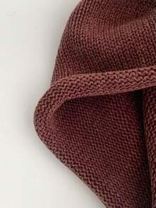 Bow Drawstring Design Knitted Beanie Hat, Warm Ear Protection, Autumn/Winter, Streetwear Chic Style, Handmade Knitted Pumpkin Hat, Thermal Lined For Warmth