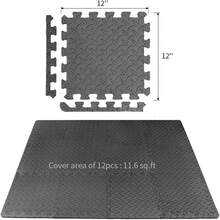 LÍMITE-MX Tapete para Ejercicio con Cuadros de Entrelazado de Espuma EVA, Tapete para Crossfit,Color Negro 12 Piezas de 30 x 30, Espesor de 12mm. - Gris - Ver 4