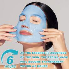 Xioimy 8 片装 10X 视黄醇和胶原蛋白修复面膜，注入透明质酸、维生素 A、C、E，提供保湿、抗皱、紧致、保湿、亮白，非常适合疲劳暗沉的皮肤，面部护理，面膜 - 藍色 - 查看 3