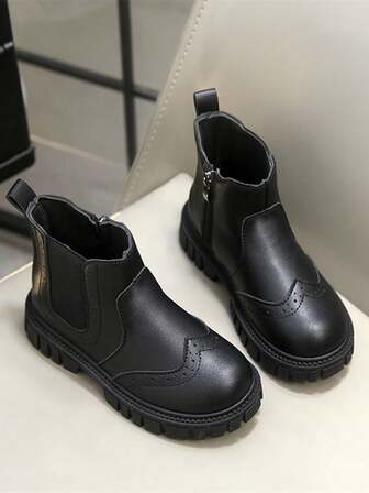 1双经典短踝靴，2025秋冬新款儿童软底休闲运动鞋，男女童中童及大童校园跑步运动鞋，时尚舞蹈运动踝靴