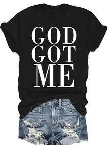 Camiseta con patrones interesantes para mujer y unisex, de verano, casual, transpirable, con cuello redondo, manga corta, estilo urbano y versátil, adecuada para adolescentes y adultos - Negro - Ver 1