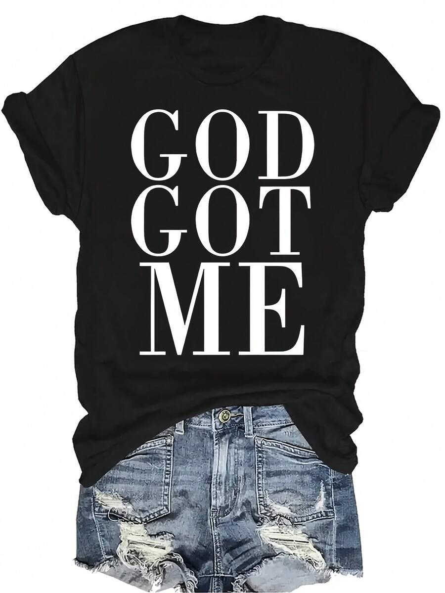 Camiseta con patrones interesantes para mujer y unisex, de verano, casual, transpirable, con cuello redondo, manga corta, estilo urbano y versátil, adecuada para adolescentes y adultos - Negro - Ver 1