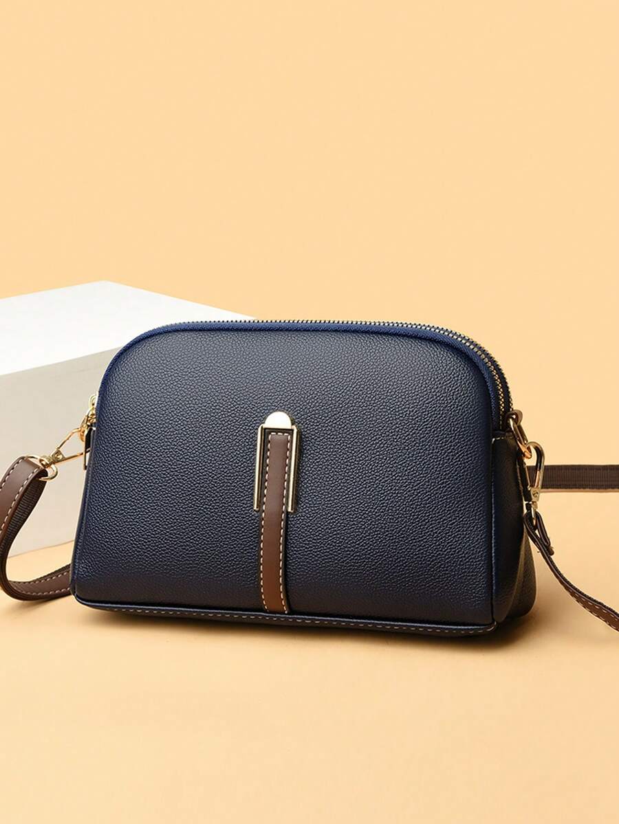 Borsa a tracolla vintage con motivo a rilievo a litchi, borsa a spalla in pelle PU vintage, borsa e portafoglio versatili da donna