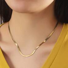 Collar de cadena con hoja de acero inoxidable de 4 mm, collar gargantilla minimalista de estilo europeo de moda para hombres y mujeres, parejas