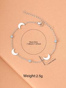 Aomogo 不鏽鋼手鍊，優雅時尚水晶月亮掛飾，精美別緻手鍊，適用於女性珠寶婚禮禮物新款 - 銀色 - 查看 5
