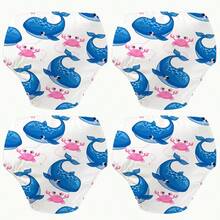 4 件卡通图案训练裤，可洗学习裤，透气训练布尿布，防漏，男女通用，四季婴儿内衣，婴儿可洗印花如厕训练裤，完美礼物 - 彩色 - 查看 15