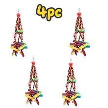 1pc Parrot Rope Colorful Wooden Block Chew Toy (L30cm X W9cm), Parrot Chewing & Boredom Relief Hanging Toy, Bird Cage Accessory, Random Color - Multicolor - View 11