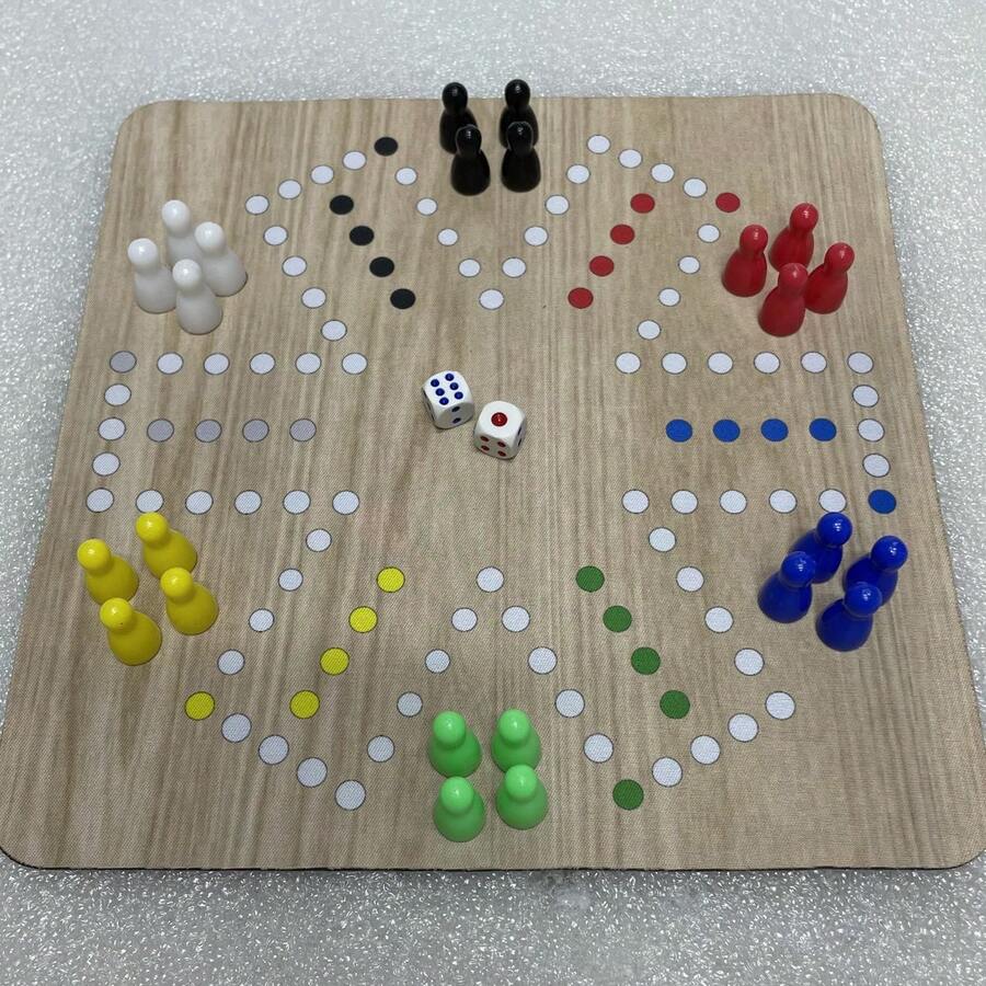 1PC Board Game 6 And 4 Players Gifts Board Game Set Plastic Flying Chess With Rubber Pad Chessboard For Friends Family Game Adults Party Ludo