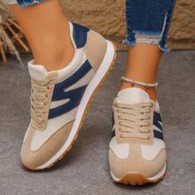 女士时尚休闲网面运动鞋，轻便舒适跑步鞋，新款 - 米色 - 查看 9