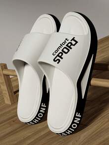 Sandali scorrevoli unisex con suola spessa e stampa, sandali casual da esterno in EVA monopezzo, antiscivolo e durevoli, con fondo morbido, comodi per bagno, doccia, spiaggia e uso esterno estivo