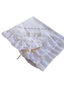 Baby Piquezinho Blanket Lined Embroidered With Laise And Ribbon - Beige - View 1