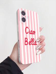 1pc Striped Letter Pattern PC Glossy Phone Hard Case Cover Compatible With Iphone 11 12 XR 13 13 Pro 13 Pro Max 14 14 Pro 14 Pro Max 15 15 Pro 15 Plus 15 Pro Max 16 16 Pro 16 Plus 16 Pro Max 16e - Multicolor - View 2