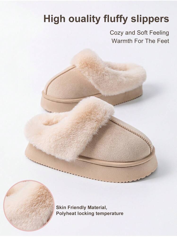 2025 새로운 겨울 플러시 슬리퍼, 여성용 두꺼운 바닥 푹신한 슬리퍼, 편안한 미끄럼 방지 따뜻한 실내 하우스 슬리퍼