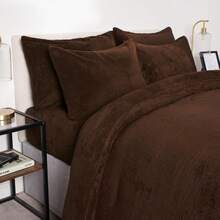 OHS Teddy Fleece Bedding Set Thermal Warm Soft Cosy Plush Plump Bedding Set - CHOCOLATE - View 10