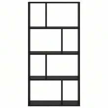 Librería Larryhot Roble Negro 60 x 20 x 120 cm Madera de ingeniería, resistente y duradera, fácil de montar, estilo decorativo, adecuadA, Para guardar adornos, figuras, libros, pequeños objetos, etc. - Negro - Ver 5