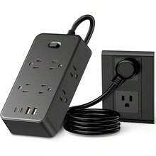 Regleta de enchufes multipunto 16 en 1 con protector de extensión eléctrica, supresor de sobretensiones, 1.8, 12 enchufes y 4 USB (2 USB-C), enchufe elegante, perfecto para el hogar y la oficina (negro) - Negro 2 - Ver 13