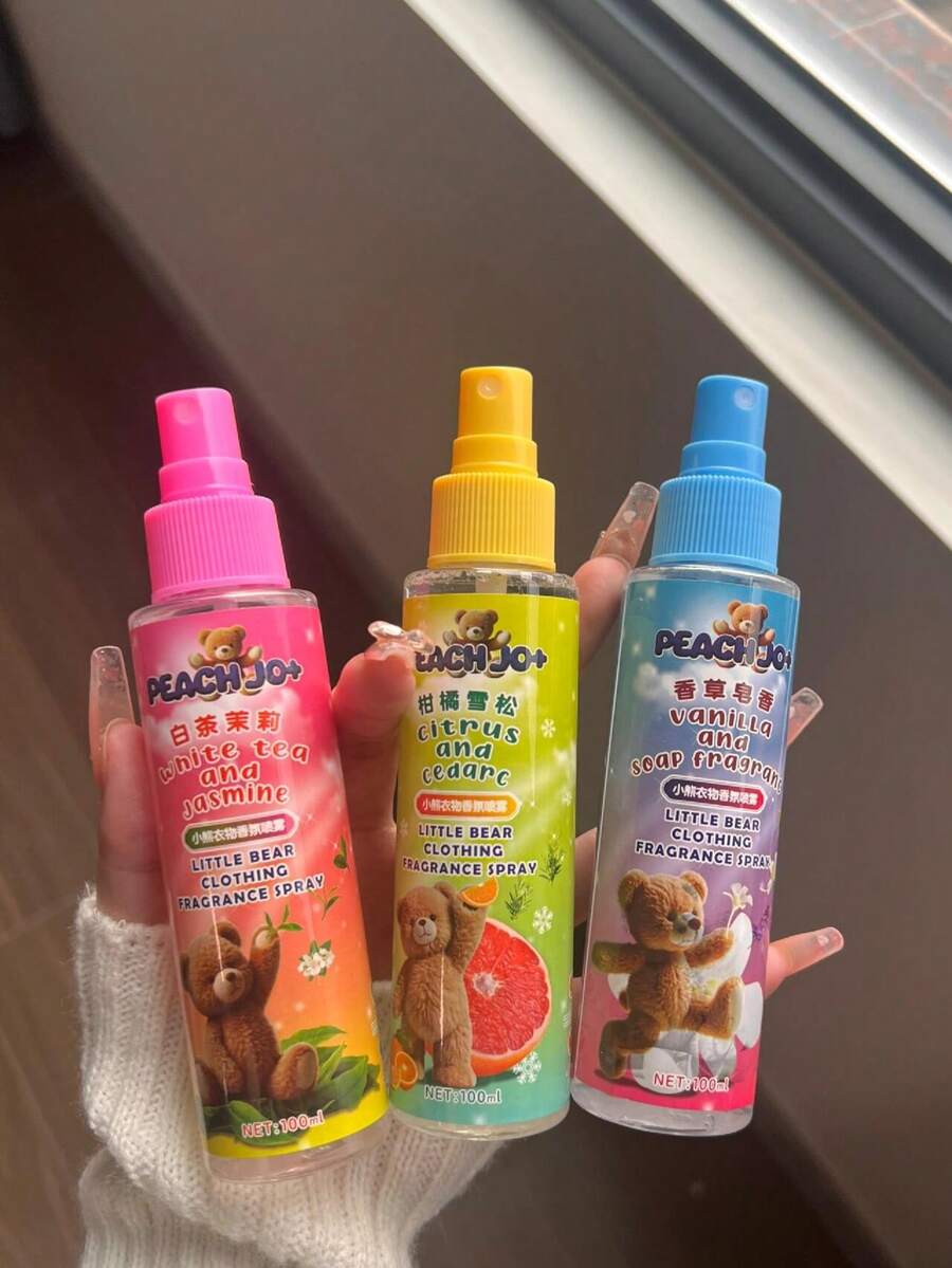 100ml Fabric Fragrance Spray (Vanilla Soap, Citrus Cedar, White Tea Jasmine), Air Freshener, High-Quality Fabric Scent, Long-Lasting Fragrance, Suitable For Clothes, Bathroom, Bedroom, Wardrobe, Living Room And Car