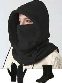 Set de 3 piezas de estilo coreano casual para mujer: gorro, bufanda, guantes, gorro de punto, adecuado para uso diario en otoño/invierno