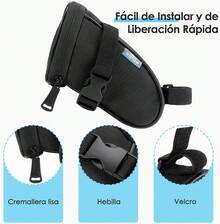 WOTOW Bolsa de Sillín de Bicicleta, Bolsa debajo del Asiento Bicicleta para Ciclismo con Correa, Almacenamiento de Herramienta, Bolsa de Accesorios al Aire Libre MTB Bicicleta de Montaña Carretera - 1 - Ver 2