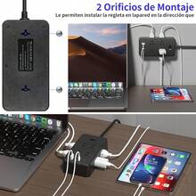 Regleta de enchufes multipunto 16 en 1 con protector de extensión eléctrica, supresor de sobretensiones, 1.8, 12 enchufes y 4 USB (2 USB-C), enchufe elegante, perfecto para el hogar y la oficina (negro) - Negro 2 - Ver 3