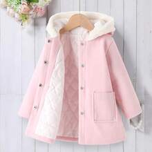 女童连帽外套，休闲加厚保暖长款外套，可爱百搭，适合幼儿/小女孩秋冬季穿着 - 粉色 - 查看 13