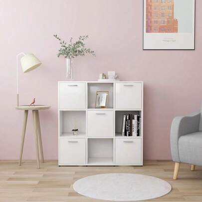 Libreria Larryhot bianca 90x30x90 cm Legno ingegnerizzato, resistente e durevole, facile da montare, stile decorativo, adattA, Per riporre soprammobili, statuette, libri, piccoli oggetti, ecc.