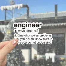 工程师乙烯基贴纸 - 10.41x6.1 厘米自粘贴纸，适用于汽车、卡车、笔记本电脑和窗户 - 耐用乙烯基材料，白色背景黑色文字，汽车乙烯基贴纸，剪贴簿用品，趣味贴纸，笔记本电脑贴纸，Kindle 手机贴纸 - 彩色 - 查看 1