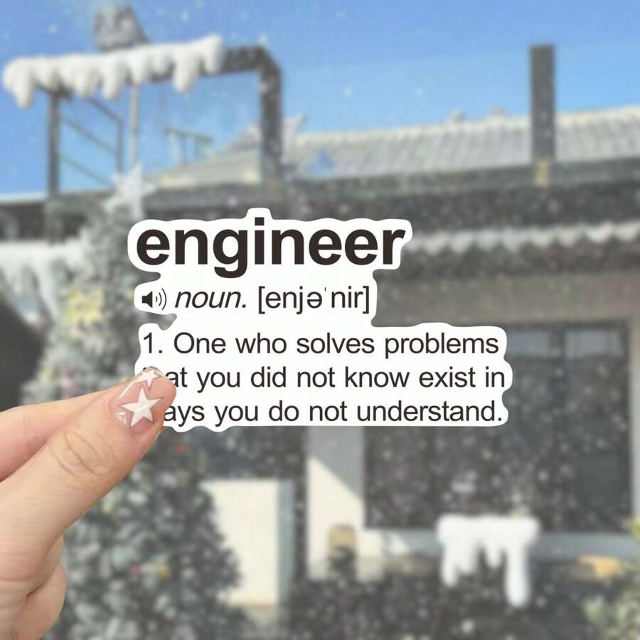 工程师乙烯基贴纸 - 10.41x6.1 厘米自粘贴纸，适用于汽车、卡车、笔记本电脑和窗户 - 耐用乙烯基材料，白色背景黑色文字，汽车乙烯基贴纸，剪贴簿用品，趣味贴纸，笔记本电脑贴纸，Kindle 手机贴纸 - 彩色 - 查看 1