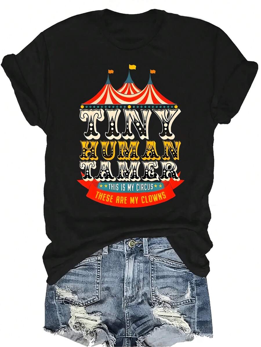 Esta es mi camiseta de circo para mujer y unisex, de verano, casual, transpirable, con personalidad, de cuello redondo, de manga corta, de uso versátil, adecuada para adolescentes y adultos - Negro - Ver 1