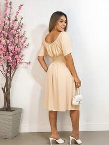 Elegance Flare Sleeve Romantic Dress - 米色 - 查看 2