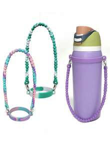 1pc Silicone Water Bottle Handle Hanging Rope, Suitable For 8-40 Ounce Bottles As A Universal Accessory, Suitable For Outdoor Travel, Sports And Leisure Walking, Water Bottle Sling - 彩色 - 查看 5