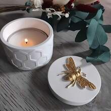 Bee Jar Silicone Mold With Lid - DIY Epoxy Resin, Cement & Clay Casting Mould For Jewelry Storage Box, Candle Cup & Home Decor Crafts