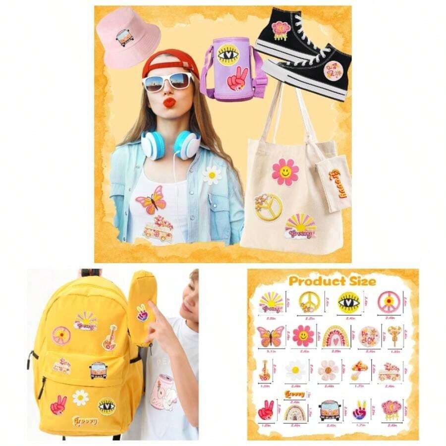 22Pcs Summer Iron On Patches Vintage Embroidered Patches Cute Hawaiian Applique Patches Clothing Backpacks Jeans Hats